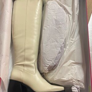 Vince Camuto Cream Heeled Boots